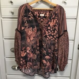 EUC Exotic Safari Tiger Sloth Wild Cats Lula Soul WESTERN MOWGLI Top M